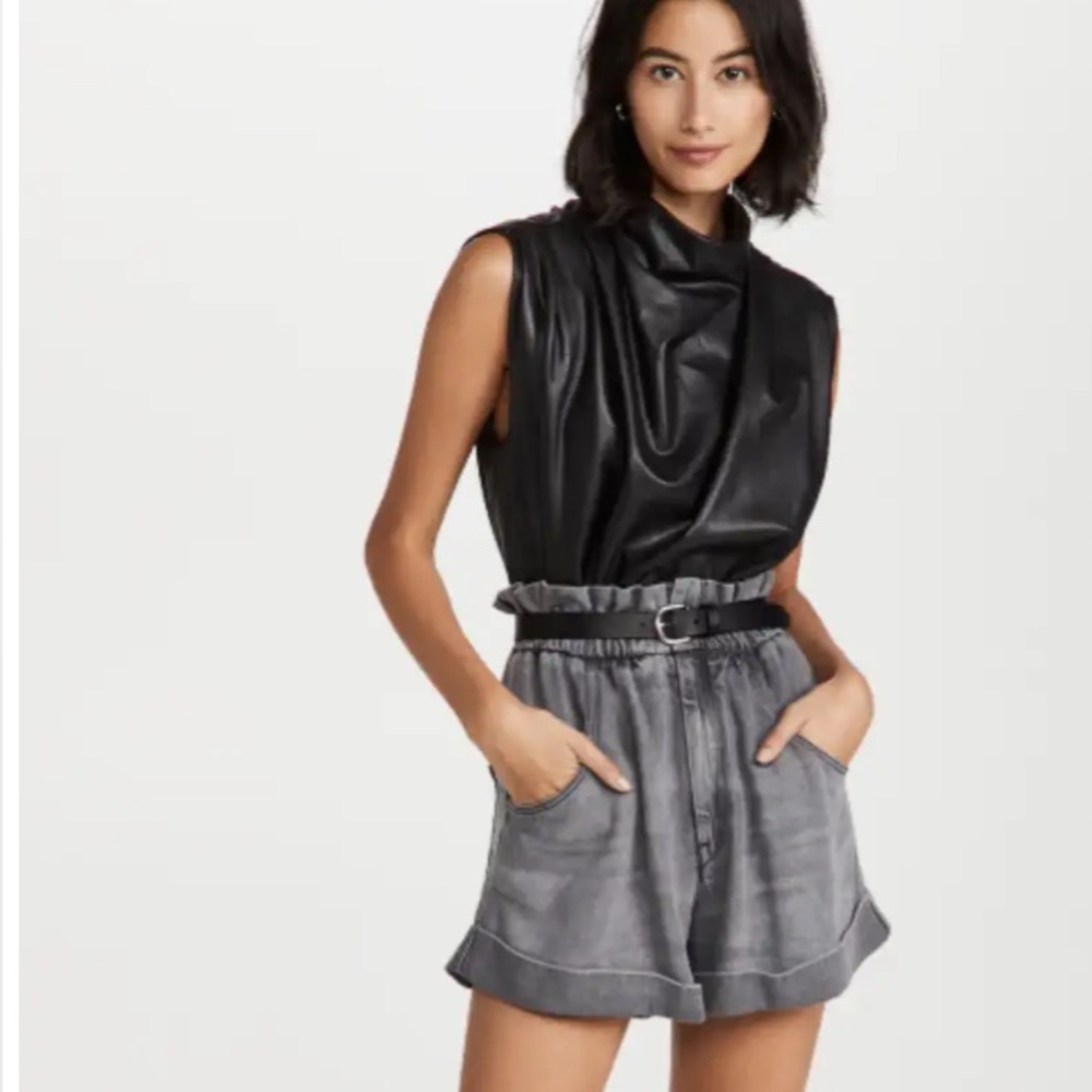 Never worn Amanda Uprichard fabienne faux leather black top